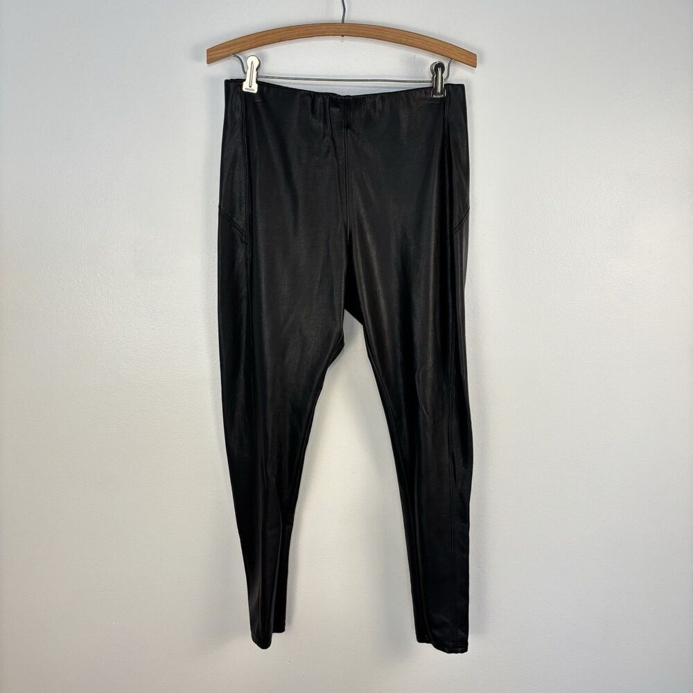Nordstrom High Waist Faux Leather Hybrid Leggings Pants Women’s Large Black - Picture 2 of 8